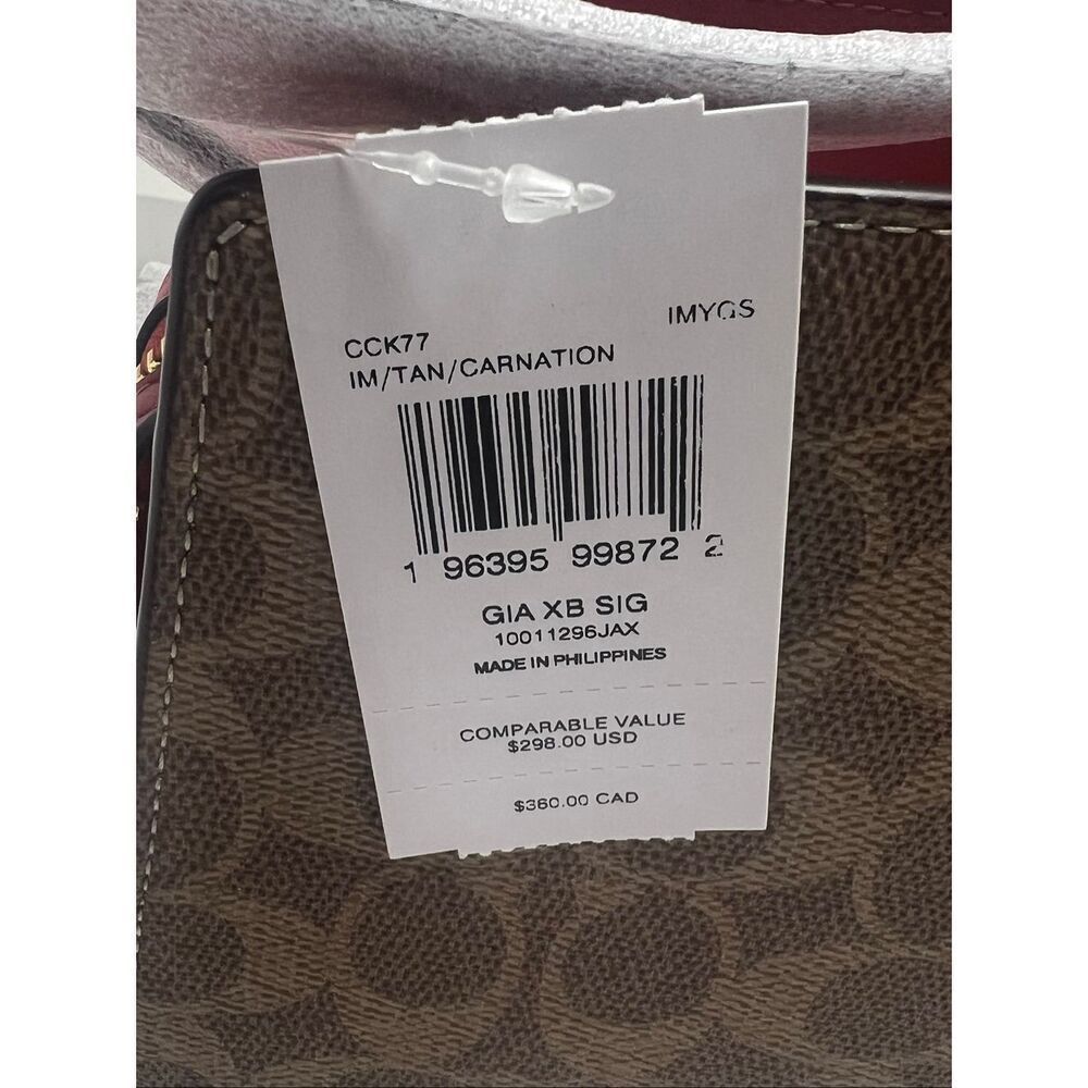 🔥🎁NWT! Coach Gia Crossbody Bag In Sig Canvas Tan/Carnation CCK77 Msrp: $298.00 - Picture 6 of 11